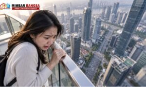 Ilustrasi penderita acrophobia atau fobia ketinggian mengalami kecemasan saat berada di tempat tinggi Ilustrasi penderita acrophobia atau fobia ketinggian mengalami kecemasan saat berada di tempat tinggi