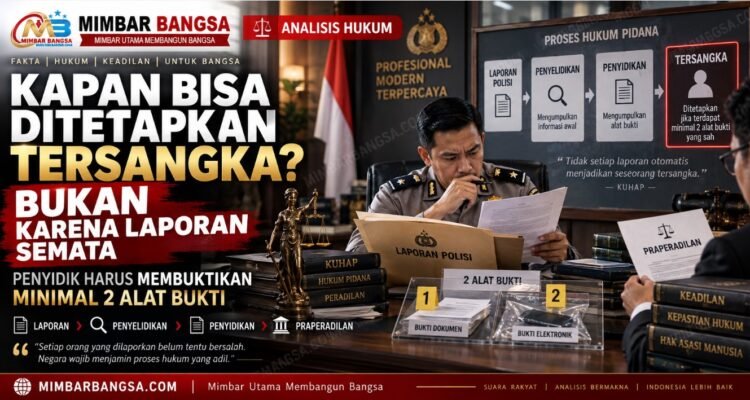 Ilustrasi proses penetapan tersangka berdasarkan minimal dua alat bukti dalam KUHAP 2025 Ilustrasi proses penetapan tersangka berdasarkan minimal dua alat bukti dalam KUHAP 2025
