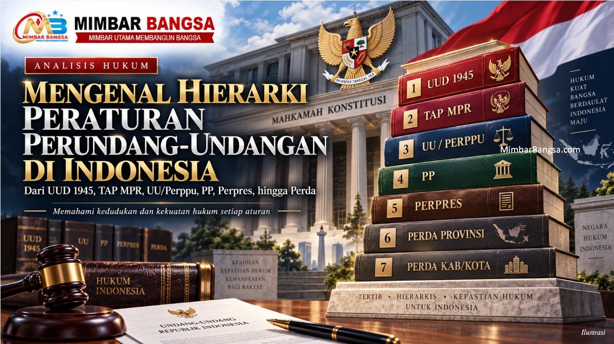 Ilustrasi susunan hierarki peraturan perundang-undangan Indonesia berdasarkan UU Nomor 12 Tahun 2011 beserta perubahannya. Ilustrasi susunan hierarki peraturan perundang-undangan Indonesia berdasarkan UU Nomor 12 Tahun 2011 beserta perubahannya.