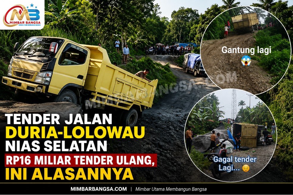 Ilustrasi proyek peningkatan struktur Jalan Provinsi Ruas Duria-Lolowau, Kabupaten Nias Selatan.