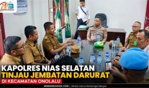Kapolres Nias Selatan meninjau jembatan darurat di Kecamatan Onolalu