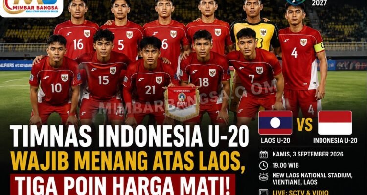 Timnas Indonesia U-20 memburu tiga poin saat menghadapi Laos pada Kualifikasi Piala Asia U-20 2027.