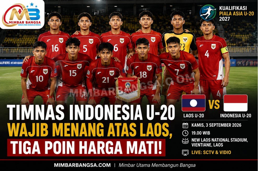 Timnas Indonesia U-20 memburu tiga poin saat menghadapi Laos pada Kualifikasi Piala Asia U-20 2027.