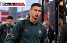 Cristiano Ronaldo bersama Timnas Portugal sebelum meninggalkan kamp di Kopenhagen