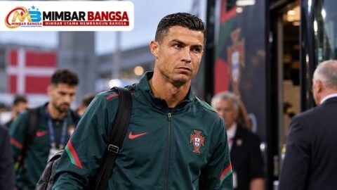 Cristiano Ronaldo bersama Timnas Portugal sebelum meninggalkan kamp di Kopenhagen