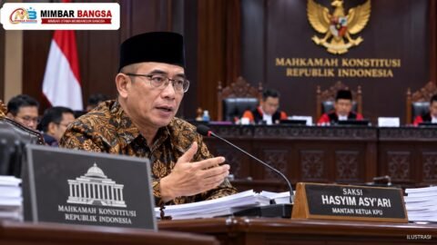 Hasyim Asy’ari memberikan keterangan sebagai saksi dalam sidang perkara syarat pendidikan Gibran di Mahkamah Konstitusi Jakarta