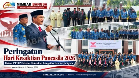 Ketua PTTUN Medan Dr. Disiplin F. Manao saat Upacara Hari Kesaktian Pancasila 2026 di Kota Medan