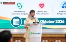 Menkomdigi Meutya Hafid memberikan sambutan dalam kegiatan Cek Kesehatan Gratis bagi wartawan senior di Kantor Kementerian Kesehatan, Jakarta.