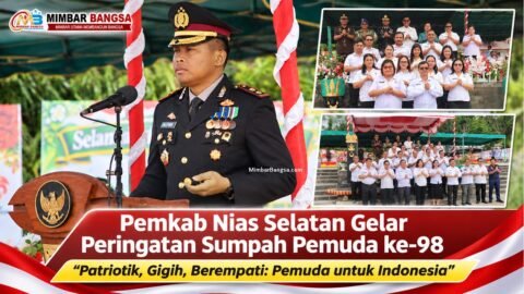 Kapolres Nias Selatan AKBP Alfian Tri Permadi memimpin upacara peringatan Hari Sumpah Pemuda ke-98 Tahun 2026 di Lapangan Orurusa, Teluk Dalam, bersama jajaran Pemkab Nias Selatan.