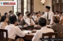 Ilustrasi suasana pertemuan pemuda Indonesia pada masa pergerakan nasional menjelang Sumpah Pemuda 1928
