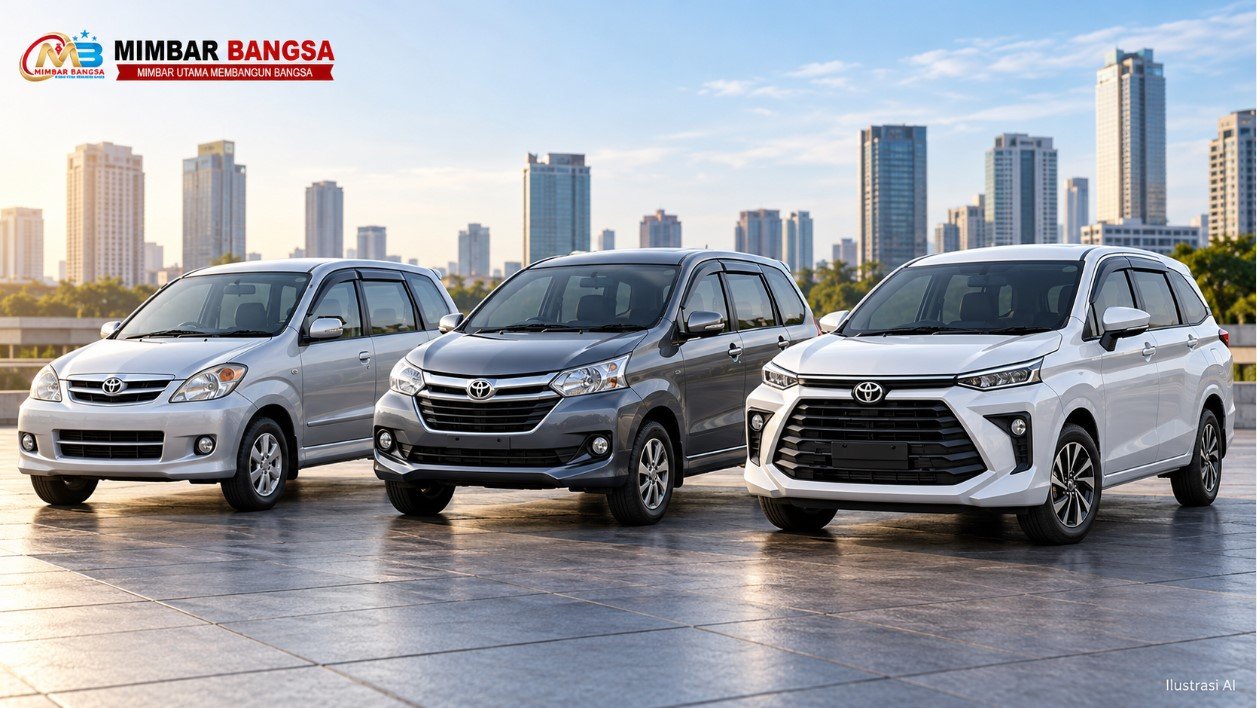 Sejarah Toyota Avanza: Generasi, Penyegaran, dan Perubahan Desain 1 Ilustrasi perkembangan desain Toyota Avanza generasi pertama, kedua, dan ketiga